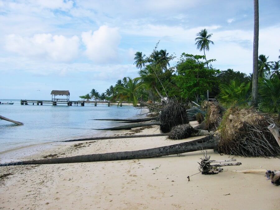 Beach erosion, Pigeon Point, Tobago